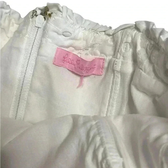 Lilly Pulitzer Womens White Eyelet Cotton Betsey Strapless Dress Sz 2 - Picture 4 of 8
